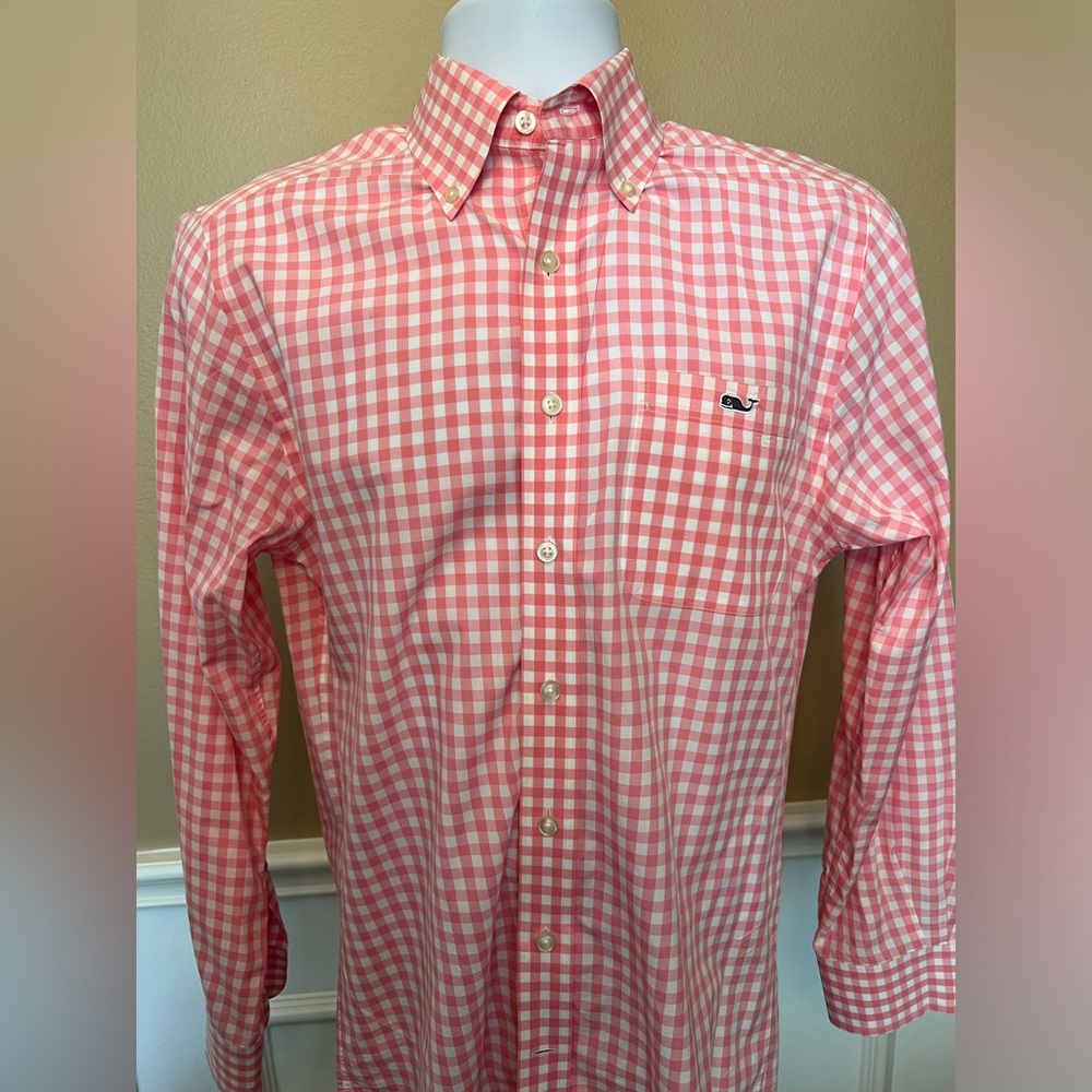 Pink Checkered Vineyard Vines Button Down (Gently Worn)